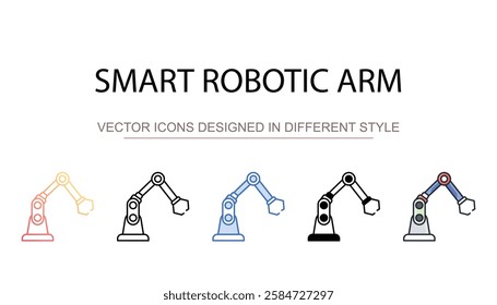 Smart Robotic Arm icon design with white background stock illustration