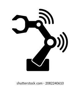 Smart robotic arm for industrial applications. Symbol of connected intelligent manufacturing and Internet of Things. Vector illustration