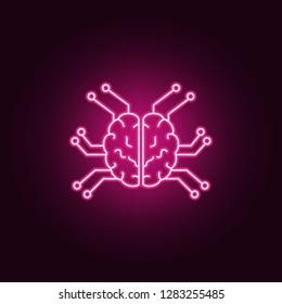 Smart robotic brain icon. Elements of artificial in neon style icons. Simple icon for websites, web design, mobile app, info graphics
