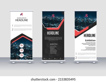 Smart Rollup banner dark brown and dark red vector for office Standee Design. Banner Template. Presentation and Brochure Flyer. Vector illustration