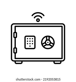 Smart safe box icon in black outline style