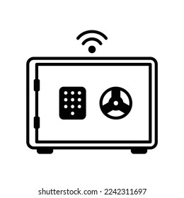 Smart safe box icon in black solid style