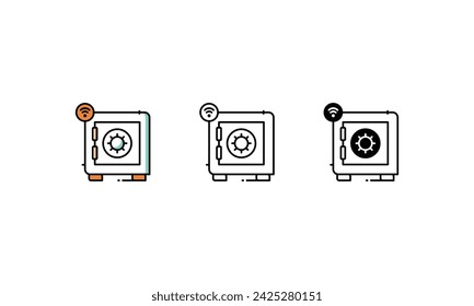 Ilustración de trazos vectoriales de iconos seguros inteligentes