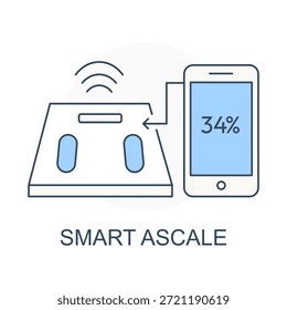Icono de línea de Tecnología de seguimiento de peso de escala inteligente