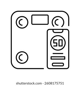 smart scales black line icon for digital and print projects.  Minimal clean icons for apps and websites. Modern simple icons for UI UX and branding
