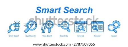 Smart Search banner web icon vector illustration concept with an icon of Quick, Voice Search, Keyword, Browser