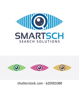 Smart search logo design. Artificial, Technology, Search and Analysis logo concept. Vector logo template