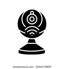 smart security cameras black flat icon for digital and print projects.  Minimal clean icons for apps and websites. Modern simple icons for UI UX and branding