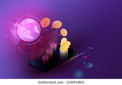 Smart security credit cards controls futuristic technology controlling protection system With space for content,web,template,vector,online business tech presentation appliances via internet smartphone
