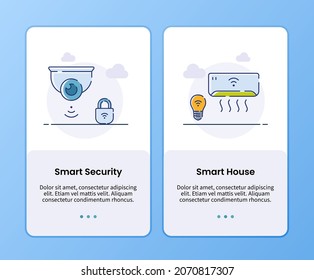 seguridad inteligente y plantilla de internado de casa inteligente para el diseño de aplicaciones móviles de ui