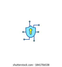 Smart security icon. Internet of things icon. Simple, flat, outline, color.