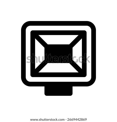 Smart security light. Outlined stroke vector icon with black-filled details.