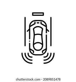 Smart sensor assisted car parking. Pixel perfect, editable stroke icon