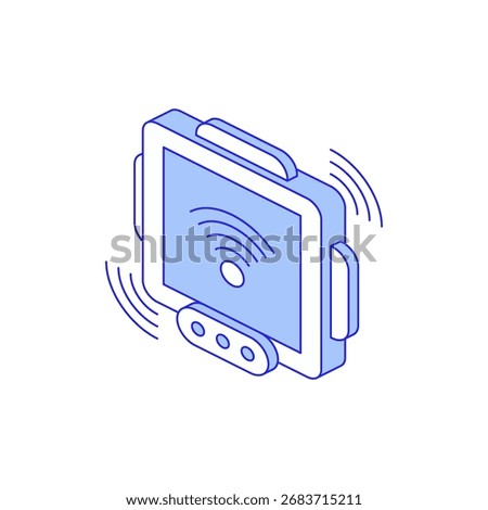Smart sensor smart factory isometry icon for real-time monitoring and intelligent data acquisition Wireless detection, automated feedback and precision data collection for optimized manufacturing