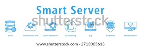 Smart Server banner with icons of Server, Server Maintenance, System Maintenance, Data Handling, Bug, Placeholder and Remote Desktop.