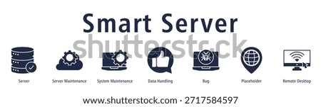 Smart Server banner with icons of Server, Server Maintenance, System Maintenance, Data Handling, Bug, Placeholder and Remote Desktop.