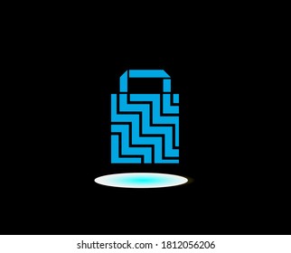 smart Shape of Bag online Shop Logo vector sign store market branding icon mobile trendy simple app flat