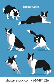 smart shepherd dog pet animal various acting vector flat design illustration