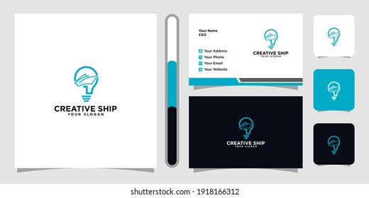 Smart ship location logo design and business card Premium Vector