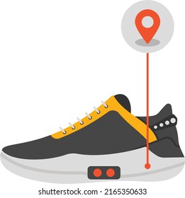 Smart Shoe Concept, Interactive Haptic Footwear Vector Color Icon Design, Wearable Technology Symbol, Personal Internet Of Things Sign, Tech Togs Stock Illustration