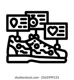 smart shoe wearable line icon vector. smart shoe wearable sign. isolated contour symbol black illustration