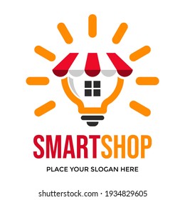 Smart shop vector logo template. This design use lamp symbol. Suitable for business.