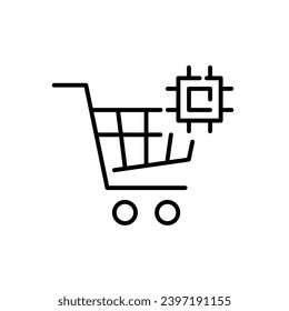 Smart shopping cart. Contactless checkout. Pixel perfect, editable stroke