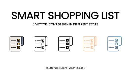 Smart Shopping List vector icons set ready to use wed and mobile apps.