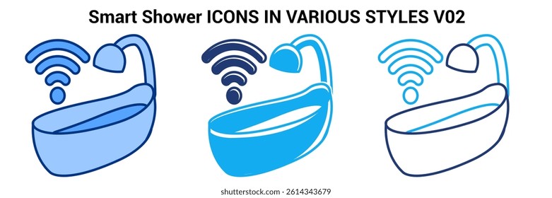Smart Shower icon represented by Smart Shower Blue, Dualline, Dualtone style.