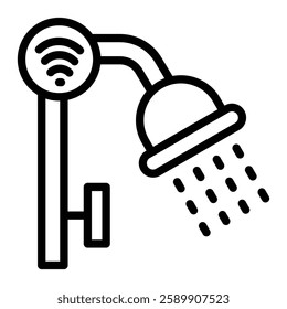 Smart Shower Vector Line Icon Design For Persoanl And Commercial Use