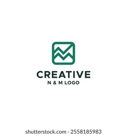 Smart Signs or symbols of N M logo letter. Combined initial of growth, letter square icon, sophisticated and unique. Perfect for marketing, investment, consulting, service, income. N M logo design.