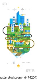 Smart sity. Green ecology concept. Flat design.