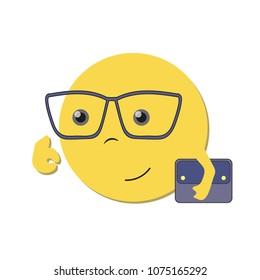 Smart smiley with glasses.