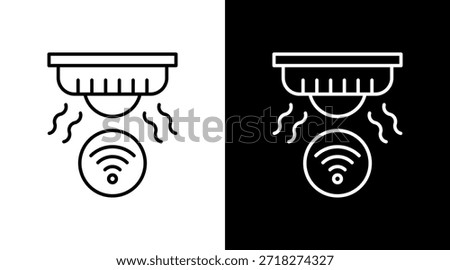 Smart Smoke Detector Outline White Icon Set Design