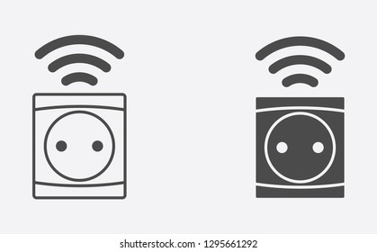 Smart socket filled and outline vector icon sign symbol
