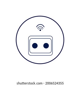 Ilustración de icono de socket inteligente. Socket con símbolo wi-fi