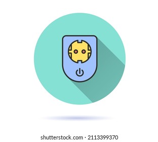 Smart socket icon. Simple illustration with long shadow isolated for graphic and web design.