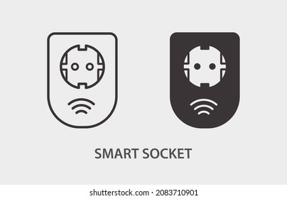 Smart Socket Icon. Vector Illustration Isolated On White.