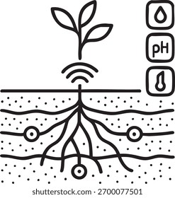 Smart Soil Future Farming Technology Black Vector
