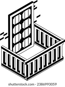 Smart Solar panel windows isometric Concept, energy saving Vector Icon Design, balcony and window front view symbol, House exterior with modern vintage and classic balconies facade stock illustration