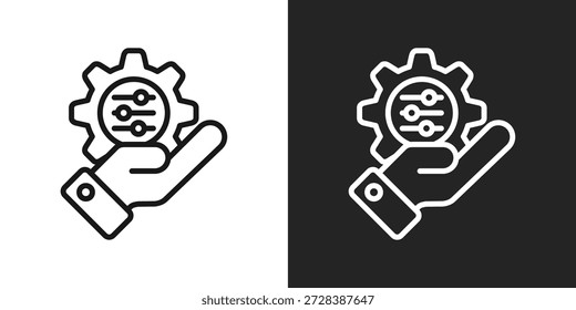 Icono de solución inteligente en estilo de línea en blanco y negro
