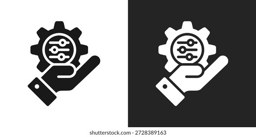 Icono De Solución Inteligente En Estilo Glifo Blanco Y Negro