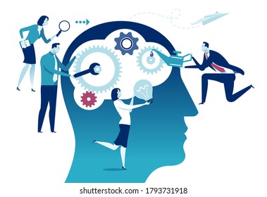 Smart solution. Improving mental performance Completing an idea. Vector illustration