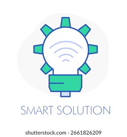 Solución inteligente, innovación, IA, diseño inteligente, icono de la idea


