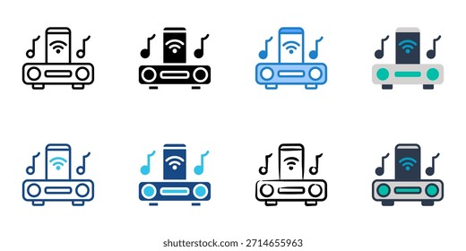 Los iconos inteligentes del reproductor de sonido establecen la colección de Vector de estilo múltiple. 
