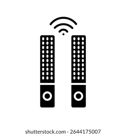smart sound systems black flat icon for digital and print projects.  Minimal clean icons for apps and websites. Modern simple icons for UI UX and branding