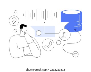 Smart speaker abstract concept vector illustration. Voice-activated smart assistant, virtual home automation hub, internet of things, integrated command device, touch navigation abstract metaphor.