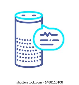 Smart speaker answer line color icon. Personal voice assistance, talk recognition. Sign for web page, mobile app, button, logo. Vector isolated button. Editable stroke.