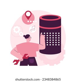 Smart speaker apps development abstract concept vector illustration. App development platform, smart speaker application, voice assistant, speech recognition software abstract metaphor.