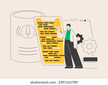 Smart speaker apps development abstract concept vector illustration. App development platform, smart speaker application, voice assistant, speech recognition software abstract metaphor.
